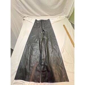 Zara Women's Black Faux Leather Wide Leg Pants Size 4 Gothic Grunge Rocker Y2K